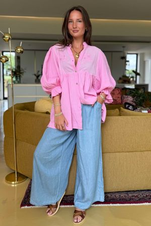 Made in Italy Paulo Pillow Cotton Puff Sleeve Shirt Candy /10 =